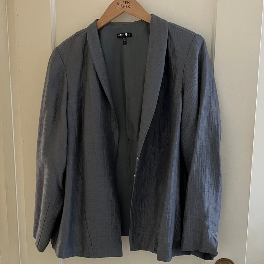 Wonderful Eileen Fisher High Collar Silk Jacket